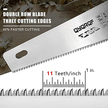 14 in. Pro Hand Saw, 11 TPI Fine-Cut Soft-Grip Hardpoint Handsaw Perfect for Sawing, Trimming, Gardening, Cutting Wood, Drywall, Plastic Pipes, Sharp Blade, Ergonomic Non-Slip Handle (green) - color: Green-14 Inch