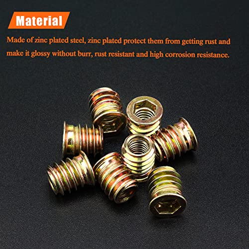 5/16-18 Threaded Inserts, Wood Inserts, Steel Threaded Inserts for Wood Furniture Screw, HELIFOUNER 40 Pieces 5/16”-18 x 15mm Threaded Inserts with Hex Wrench for Wood Furniture - size: 5/16"-18 x 15mm