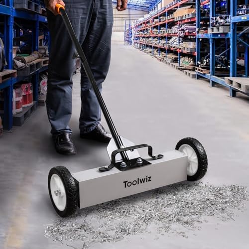 Toolwiz 18 Inches Magnetic Sweeper with Wheels 26 Lbs Quick Release - size: 18 inches