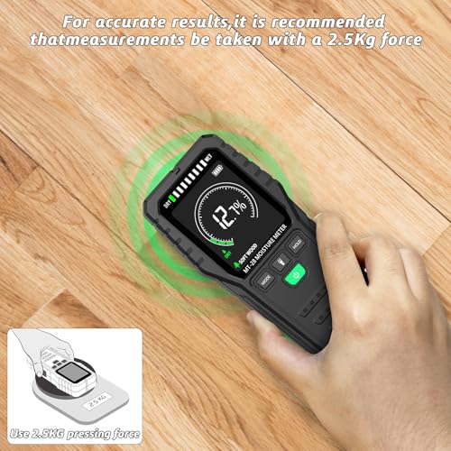 Pinless Moisture Meter for Wall,Floor – Digital Moisture Tester - color: Red_green