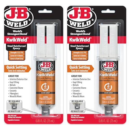 J-B Weld 6 Minute Set Epoxy KwikWeld, High Strength, Waterproof, 2 Pack, Dark Grey, 50176-2 - size: 25ml - 2 Pack