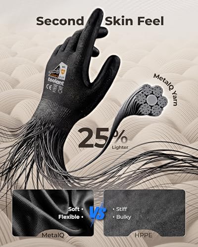 toolant ComfyCut A4 Cut Resistant Work Gloves, 1 Pair, Dark Gray, Large - size: Large