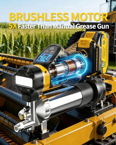 Cordless Grease Gun, 15000 PSI, 5-Speed LCD, 2×4000mAh Batteries