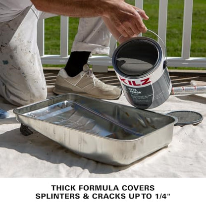 KILZ Over Armor Smooth Solid Coating Resurfacer, Gray Wolf, 1 Gallon - color: Gray Wolf, style: Smooth