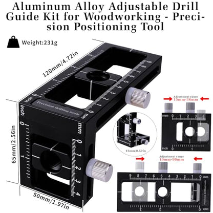 2-in-1 Auto Centering Dowel Drilling Jig with 8 Size Drill Bushings 3-10mm - color: Black
