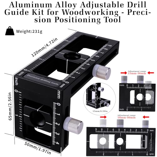 2-in-1 Auto Centering Dowel Drilling Jig with 8 Size Drill Bushings 3-10mm