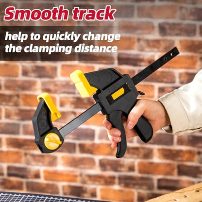 12 Inch Bar Clamps for Woodworking, 4 Pack Quick Release Clamp Set, 150 lbs Heavy Duty Trigger Clamps with One Hand Operation, Steel Bar Clamp and Spreader Tool for DIY Projects, Furniture Repair