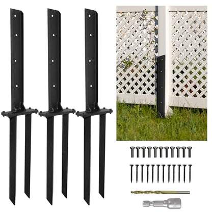 Fence Post Repair 3pcs,H-Shaped Double Ground Spike for Tilted Wood Post - size: 3PCS