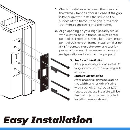 U 9476 Extra Long Door Strike Plate for Repairing Damaged Door Frame