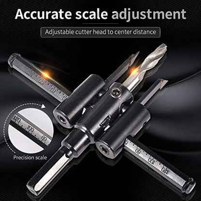 KATUR 30mm to 120mm Adjustable Circle Hole Cutter Saw Kit, Wood Drywall Drill Bit Saw Round Cutting, Woodworking Twist Hole DIY Tools (30-120mm) - size: 30-120mm