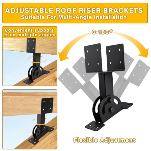 3 Pcs 4x4 Pergola Roof Riser Bracket Kit Heavy Duty Adjustable - size: 4x4-3