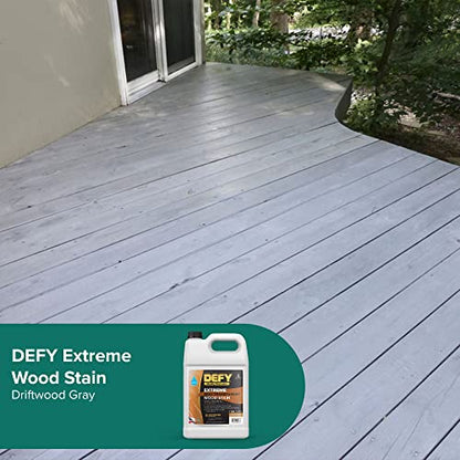DEFY Wood Stain and Sealer EXT-GR1 - Semi-Transparent, Waterproof, Outdoor Use - 1 Gallon, Gray - color: Gray, size: 1 Gallon