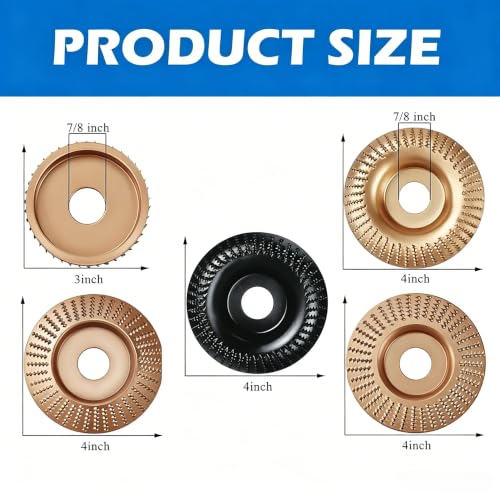 5Pcs Wood Carving Disc Set for 4 1/2 Inch Angle Grinder Cutting Sand Polish