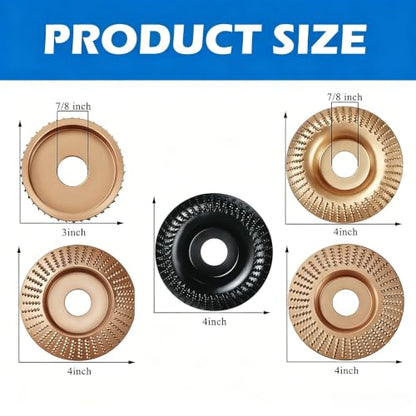 5Pcs Wood Carving Disc Set for 4 1/2 Inch Angle Grinder Cutting Sand Polish