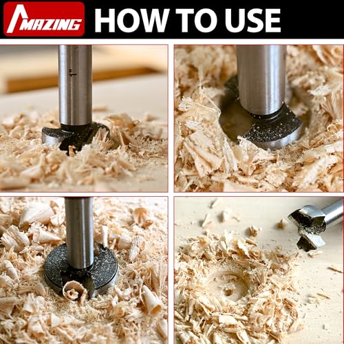 MAZING 16PCS Forstner Drill Bit Set for Woodworking, Auger Opener Round Shank Drilling Cutting Tool, Alloy Steel Ideal for Hard & Soft Wood, Plastic, Plywood - style: 16 Piece