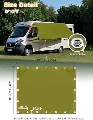 Canvas Tarp 8x10ft 22Mil Water-Resistant Tarps with Aluminum Grommets, 14OZ UV-Resistant Tarpaulin,Heavy-Duty Multi-Use Cloth Covers for Wood/Car/Roof/Boat/Camp/Canopy - color: Olive Green, size: 8'*10'