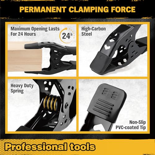 8-Piece Clamps for Woodworking - 4 Pcs 6 inch Bar Clamps, 4 Pcs Heavy Duty Metal Spring Clamps, Bar Clamps with 150 LBS Load Limit, Quick Release Triggers - style: 8-Piece 150lbs
