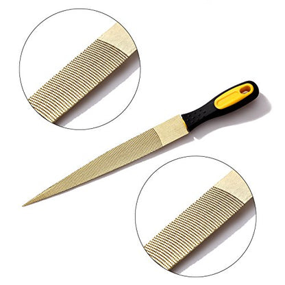 Wood File, Needle File Set Wood Files for Wood Working Wood Rasp Files Tools Golden Tapered Wood Rasp with Rubber Handle in Gift Bag for Carving 2 Pack (8,10 inch)