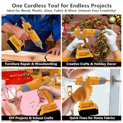 DTEZTECH Cordless Hot Glue Gun Compatible with DeWalt 20V Max Battery
