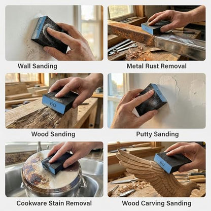 8 Pack Sanding Sponge Blocks,60 Grit Cuttable Washable Reusable Wet Dry Sanding Blocks for Drywall, Wall, Metal, Wood Furniture, Woodworking, Home Renovation - color: 60 Grit