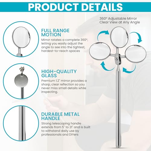 Harrier Hardware 2-Pack Telescopic Insp Mirror 5-21" Swivel - color: Mirror