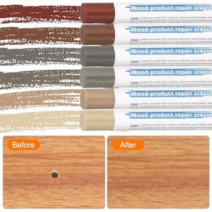 HARFINGTON Wood Filler Sticks 6 Colors Wooden Wax Touch Up Furniture Repair Crayons for Golden Walnut, Inked Lead, Wood, Elegant Sour Branch, Dark Cloth 2, Solid Cherry - color: Golden Series