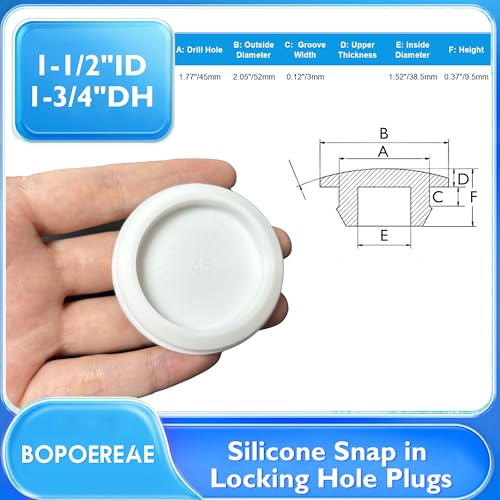 4 Pcs 45 mm Silicone Rubber Plugs for 45 mm (1-3/4") Round Holes - color: White, size: DH:1-3/4"(45mm)