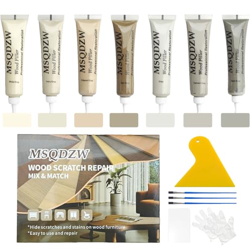 Wood Repair Kit, 13Pcs Wood Fillers, Furniture Repair Kit Scratch Cover for Wood Cracks, Stains, Discoloration for Furniture, Table, Door, Cabinet, Floor Wood Touch Up Wood Stain Paint, Gray - color: Gray