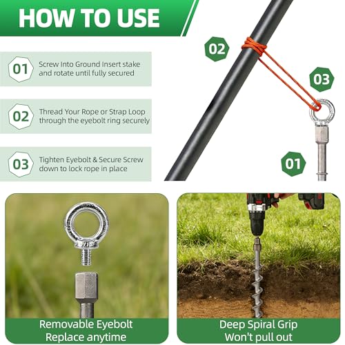8 Pcs 12" Heavy Duty Aluminum Ground Anchors Screw in Tent Stakes
