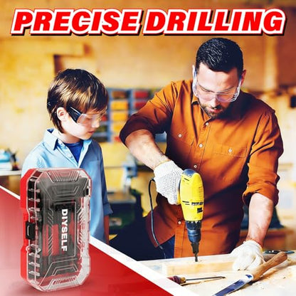 DIYSELF 15 PCS Countersink Drill Bit Set, M2 HSS Bits for Wood