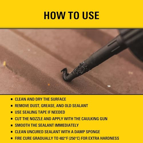 Stanley 2700F High Temp Black Fireplace & Stove Sealant (12x10.1oz) – Heat Resistant Fire Caulk for Chimneys, Ovens, Grills, Wood Stoves – Non-Flammable, Fast Drying, Paintable – Cartridge, 12 Pack - size: 12 Pack