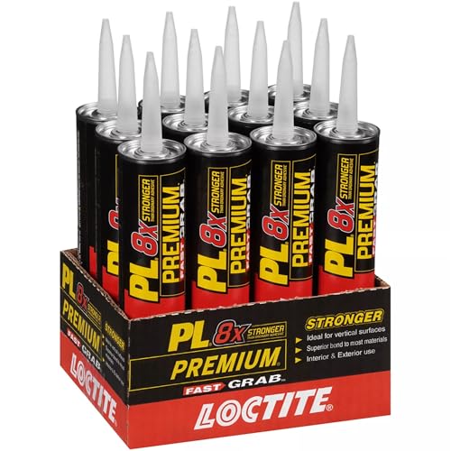 Loctite PL Premium Fast Grab Polyurethane Construction Adhesive, 10 fl oz Cartridge, 12 Pack