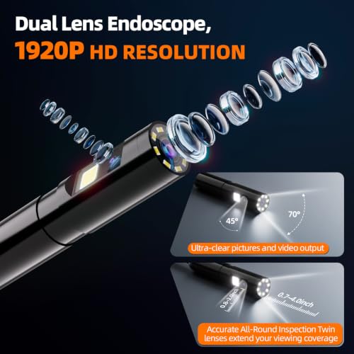Endoscope Camera with Light for Android & iPhone, 1920P HD Borescope