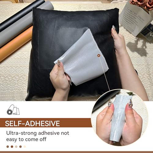 TIANLDD Leather Repair Tape,3.5 x 80 Inches Self Adhesive Leather Repair Patch，Leather Repair Kit for Furniture，Couches,Car Seats,Cabinets,Handbags(Yellowish Brown-Litchi Grain) - color: Yellowish Brown-Litchi Grain, size: 3.5" x 80"