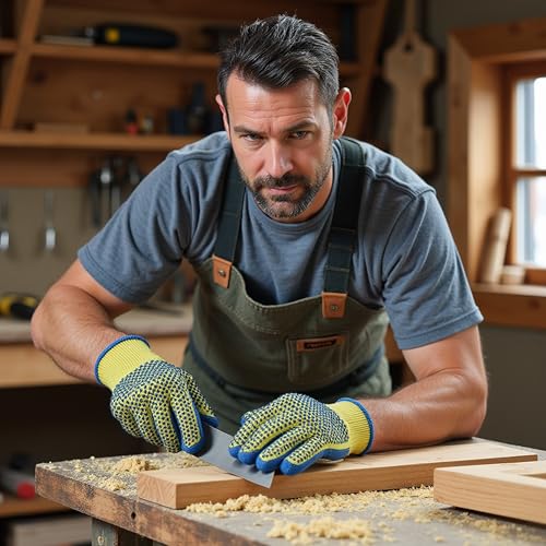 G & F Products 1670L Yellow Kevlar Knit Cut Resistant Work Gloves, Protective Gloves to Secure Hands From Scrapes, Cuts In Kitchen, Wood Carving, Carpentry & DEA - size: Large (Pack of 1)