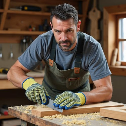 G & F Products 1670L Yellow Kevlar Knit Cut Resistant Work Gloves, Protective Gloves to Secure Hands From Scrapes, Cuts In Kitchen, Wood Carving, Carpentry & DEA - size: Large (Pack of 1)