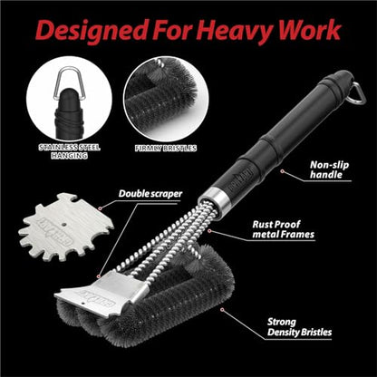 GRILLART Grill Brush and Universal Fit Scrapers, 18" BBQ Wire Cleaning Kit