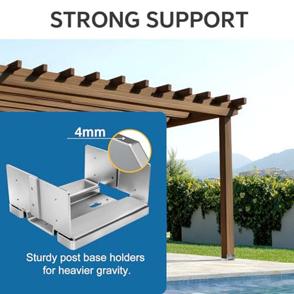 10x10 Galvanized Post Base for Concrete, 2 Pack Post Deck Base Anchor