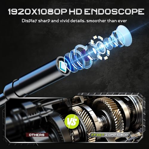 Borescope Camera with Light, 4.3" 1080P IP67 Waterproof Handheld Endoscope - size: 4.3''