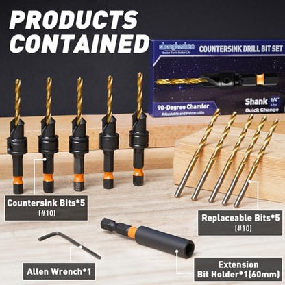 shengbenhao #10 Countersink Drill Bit Set for Wood 12Pcs Adjustable - style: #10