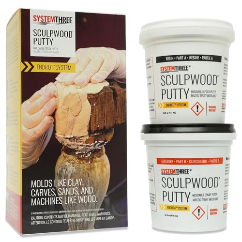 SYSTEMTHREE 2-Pack 1 Qt Epoxy Putty, Clear, Medium to High Viscosity, Wood, Metal, Plastic, Durable, Strong, Wood Restoration