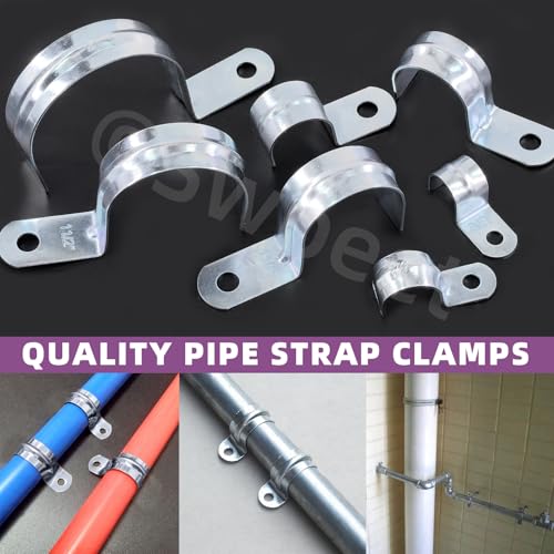 Swpeet 30Pcs 1"(25mm) Zinc Plated One Hole EMT Pipe Strap Kit, Pipe Straps U Bracket Tube Strap Pipe Clamp 1 Hole Snap On Pipe Strap Conduit Clamps Tension Clips for Fixing EMT Conduit Pipe - style: 1"-25mm