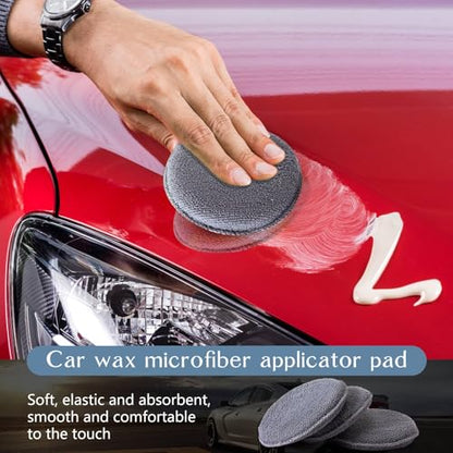 Tanlade 100 Pcs Car Detailing Microfiber Applicator Pad Wax Applicator Wash Microfiber Pads, 5 Inch Diameter (Grey) - color: Gray