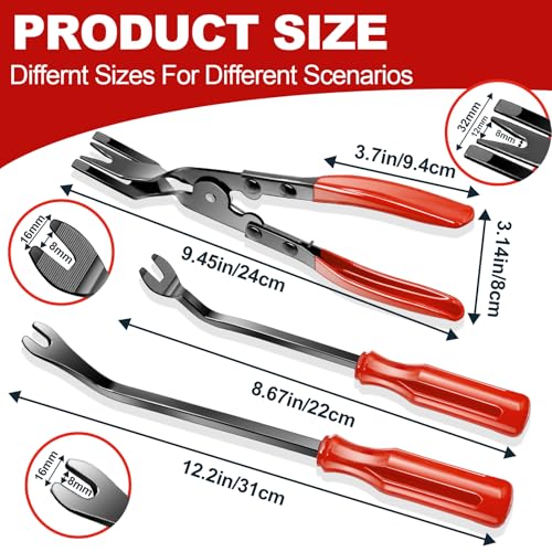 Keze 24Pcs Trim Removal Tool Set with Pick & Clip Removal Tool - Red - color: Red-Auto Trim Removal Tool Kit