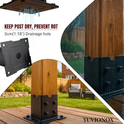 4x4 Deck Post Base, 2 Pack, 304 Stainless Steel, for Wood Decks - size: 4x4 for wood floor only