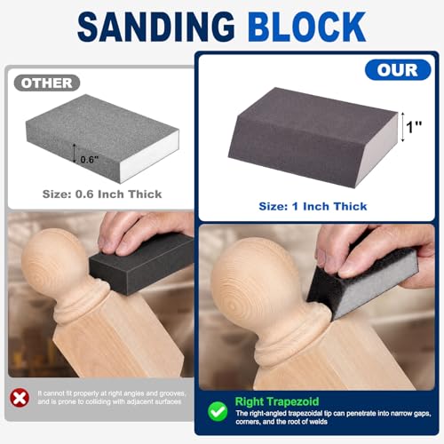 8Pcs 80Grit Angled Sanding Sponges Wet Dry Sanding Blocks - size: 80 Grit