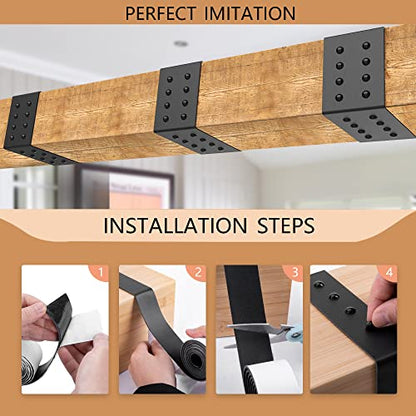 5ft Faux Wood Beam Strap, Flexible Beams Gap Hiding Strap, Metal Look Strap - size: 1.57"width