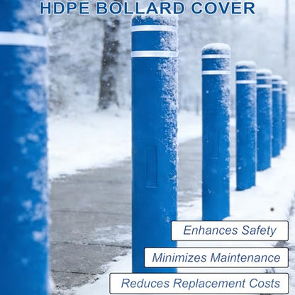 OrangeStar Bollard Cover 4" x 46" Blue with 2 Reflective Collars - color: Blue, size: 4"x46"