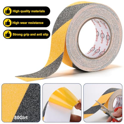 Heavy Duty Anti Slip Tape 2" x 33Ft Waterproof Non‑Slip Safety Grip Tape - size: 2 Inch x 33 Ft, Black Yellow