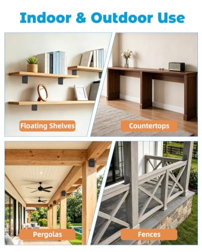 Heavy Duty L Bracket , 4x4x3.5 Brackets for Wood Black-4PCS